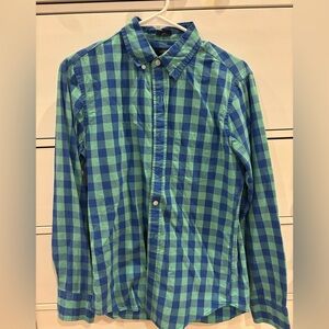 J. Crew Vibrant Blue and Green Check Shirt